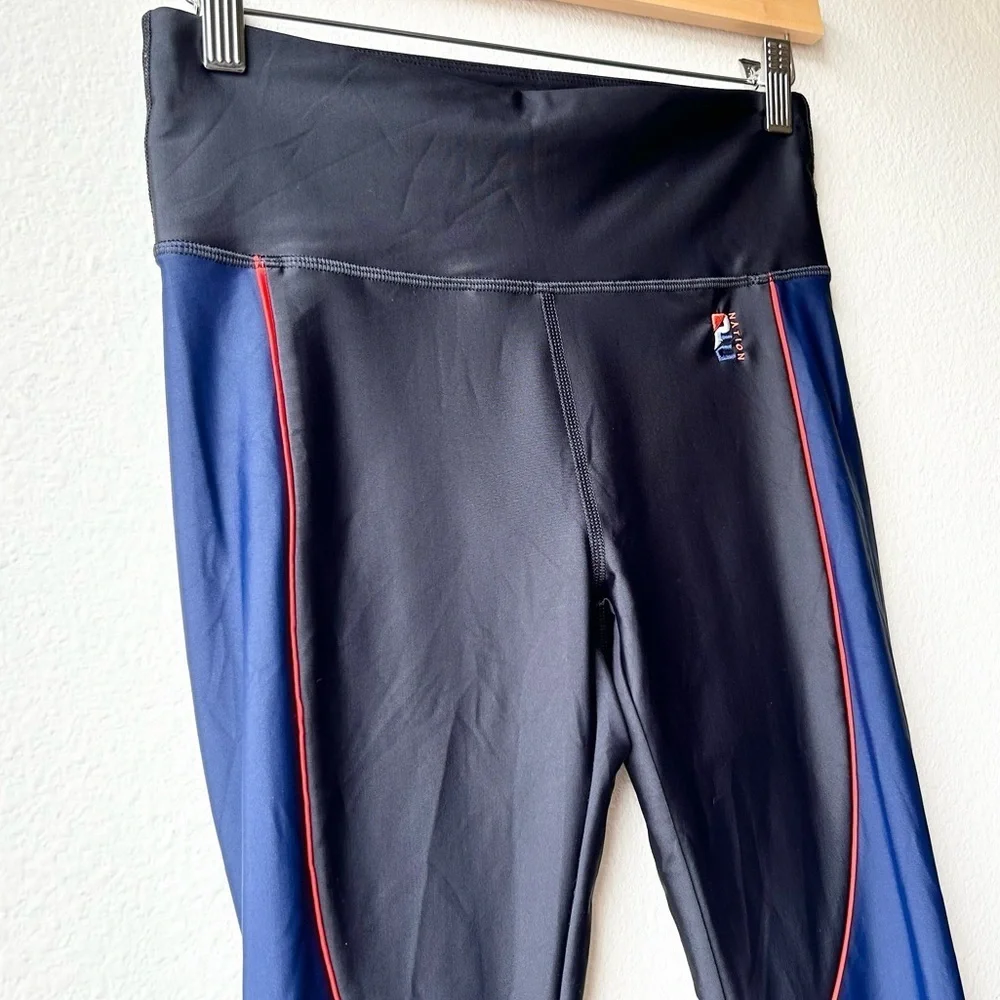P.E Nation Women's Rally Leggings Black Navy Blue Sz M